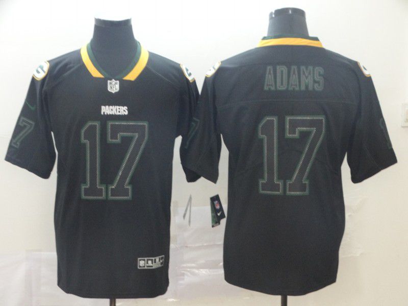 Men Green Bay Packers 17 Adams Nike Lights Out Black Color Rush Limited Jersey